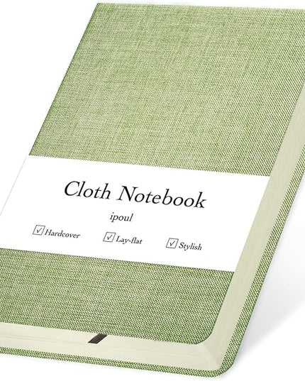 Linen Notebook, College Ruled, Hardcover, Lay Flat, B6, Small, 5x7, Thick, 100gsm, Green, Journal for Writing, Notebook for Work, Office