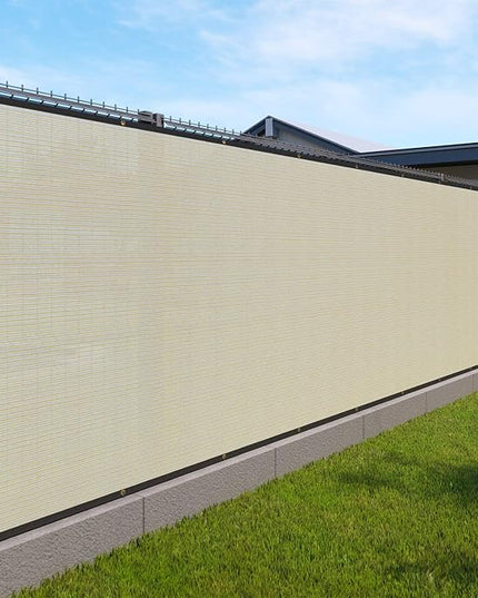 Windscreen4less Privacy Fence Screen Heavy Duty Windscreen Fencing Mesh Fabric Shade Net Cover with Brass Grommtes for Outdoor Wall Garden Yard Pool Deck, 6'x130' Beige