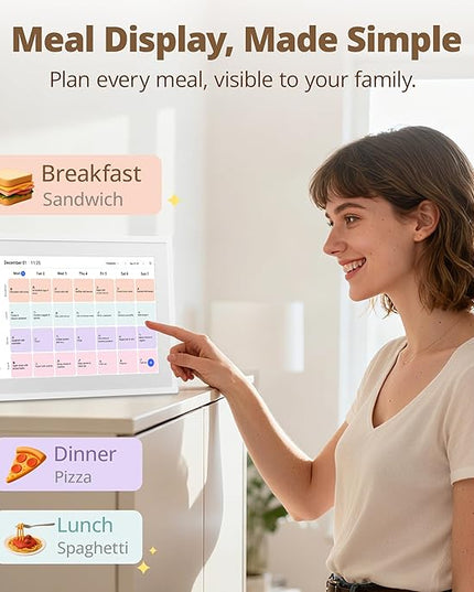 Dragon Touch 10.1 inch Digital Calendar Chore Chart – Interactive Touchscreen, Smart Family Planner, Hearth Display Desk Digital Calendar Best Gifts for Christmas, Wedding, Mom