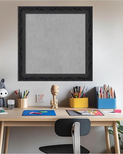 Amanti Art Black Framed Magnetic Board 24x24 Medium Vision Board for use with Magnets, 100% Metal Sheet to Display Items as Office Decor or for Home Organization in mudroom, Kitchen or Kids Room