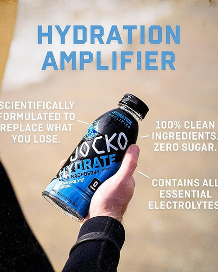 Jocko Fuel Hydrate Electrolyte Drinks - Sports Drink Hydration Amplifier, Thirst Quencher - Scientifically Formulated Electrolyte Blend Lemon-Lime 16 Oz (12 Pack)