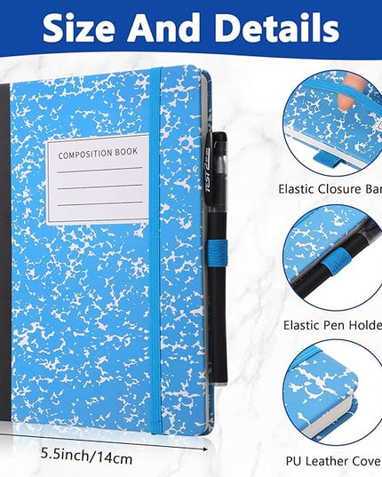 Laumoi 28 Pack PU Leather Lined Notebook Journal Bulk A5 Hardcover Notebook College Ruled 5.5 x 8.2 Inch Journal with Pen Holder for School Business Work Writing (Red, Green, Blue, Yellow,Marble)