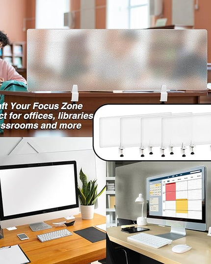 Tatuo 4 Pcs Acrylic Desk Privacy Panel 47.2''l x 15.8w'' Noise and Visual Distractions Acoustic Desk Dividers Partition with Adjustable Universal Base for Offices Schools Reception Area Call Centers