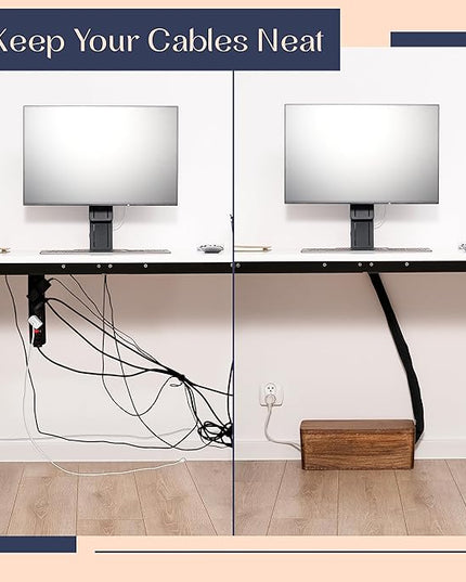 Large Cable Management Box - Cable Organizer Box and Power Strip Box for Electrical Cord Management - Hide Desk Cord and Floor Cables - Wire Storage and Organization for Cords