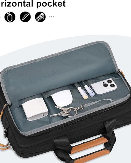 MOSISO Laptop Shoulder Messenger Bag, Computer Bag, Briefcase with Front Rectangle&Horizontal Pockets&Belt