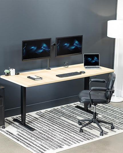 VIVO Electric 71 x 30 in Dual Motor Sit Stand Desk, Memory Height Adjustment, 2B Series, Light Wood Top Black Frame, DESK-KIT-2B7C