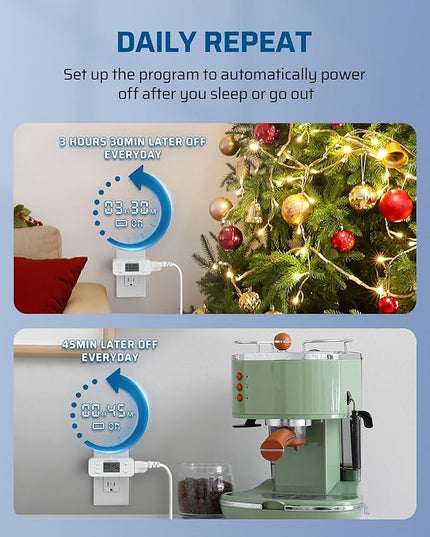 DEWENWILS 2 Pack Indoor Countdown Timer Outlet, Timers for Electrical Outlets Indoor, Large Screen and Repeat Function, Up to 36 Hours, Auto Shut Off for Fan, Lights, Charger, 125V 60Hz