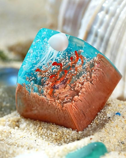 Jellyfish Artisan Keycap Brown Yellow Ocean R1 SA Profile Custom Sea Creature Keycaps 1U ESC Handmade Gaming Sea Resin Key Cap Cherry MX Switch Compatible Mechanical Keyboard Jellyfish Lover Gift