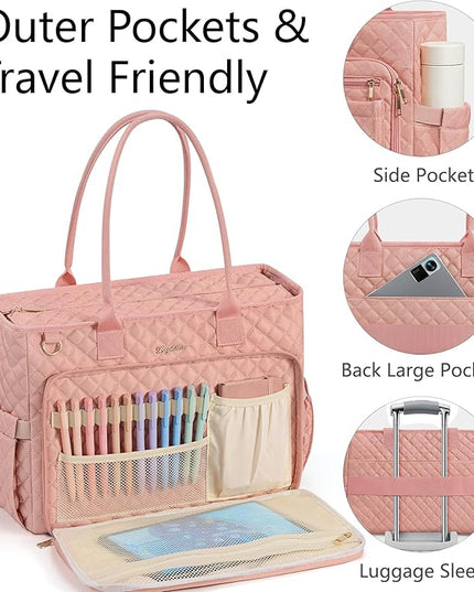 Teacher Bags for Women, 15.6 inch Laptop Work Tote Nurse Bible Bag Quilted Shoulder Handbag for Work, Daily, School, Travel