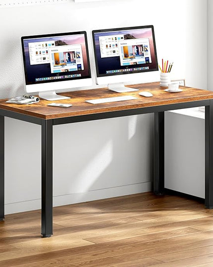 DlandHome Large Computer Desk, Composite Wood Board, Decent and Steady Home Office Desk/Workstation/Table 54.3inch Retro Black
