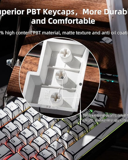 XVX White PBT Keycaps, Cherry Profile Keycap Set, Dye Sublimation Graffiti Keyboard Keycaps Suitable for 60% 65% 75% 80% 100% MX Switches Mechanical Keyboard