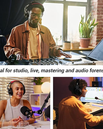 OneOdio A70 Bluetooth Over Ear Headphones, Wireless Headphones w/ 72H Playtime, Hi-Res, 3.5mm/6.35mm Wired Audio Jack for Studio Monitor & Mixing DJ Guitar AMP, Computer Laptop PC Tablet - Red