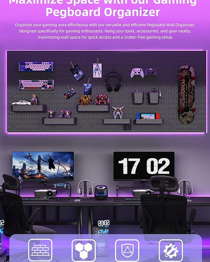 Revamp Your Space With A Versatile Pegboard Kit - Effortlessly Organize Home, Office, And Gaming Setup With Customizable Hanging Solutions (Black)