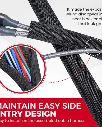 Sonoreboom Split Braided Sleeve Cable Management Wire Loom Cord Covers for Automotive Harness/Primary Wire/Electronic Cable (3/4" - 16 Feet)