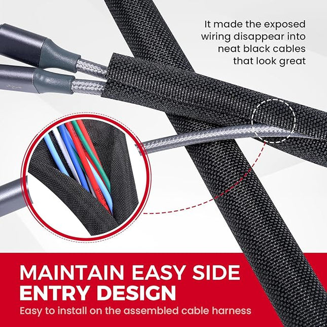 Sonoreboom Split-Cable-Sleeves Cord Management for Automotive Wires/Audio Video Cable/Multi-Cable Strings (5/16" - 18 Feet)
