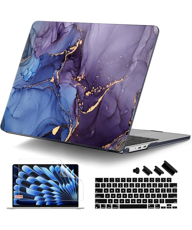 DONGKE for M4 MacBook Air 13.6 Inch Case 2025 2024 2023 2022 Model A3240 A3113 A2681 M3 M2 Chip, Plastic Hard Shell Case Cover with Touch ID for MacBook Air 13 Inch M4 - Abstract Marble