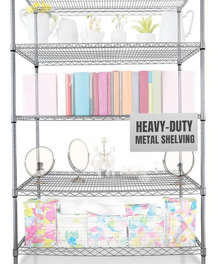 4000 LBS Heavy Duty Metal Shelving Unit – 36x18x76 NSF 5-Tier Wire Rack with Wheels, Adjustable Garage Storage Shelves, Chrome Wire Shelving for Kitchen, Warehouse, Bakers Rack – Crescent