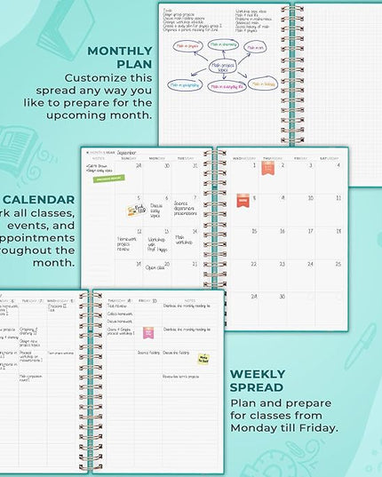Clever Fox Teacher Planner Spiral – School Year Planner with Calendars & Lesson Plans – Teacher Plan Book for Classroom & Homeschool Organization - Undated, 7.9x10″ (Turquoise)