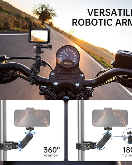 ATUMTEK Super Camera Clamp Mount with 1/4" and 3/8" Threads, Dual Ballhead Magic Arm 360° Ball Head Grip, Phone/Action Camera Mount Adapter for Canon Nikon DSLR Camera, GoPro/Insta360/INSTAX/DJI
