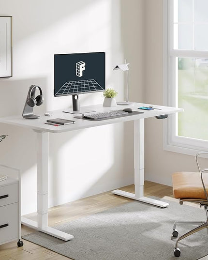 FLEXISPOT E6 MAX Dual Motor 60x24 Inch 3-Stage Heavy Duty Standing Desk, 330lbs Weight Capacity, Height Adjustable Desk w/Cable Management & Wheels (Seamless White Desktop + White Frame)