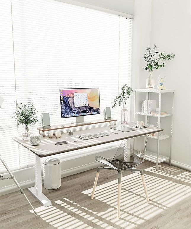 YSAGi Non-Slip Leather Desk Pad XL Size, Waterproof Laptop Computer Desk Keyboard Mat, Table Protector Blotter Mat, Large Mouse Pad for Office/Work/Home/Decor(Apricot Gray, 47.2" x 23.6")-No Band