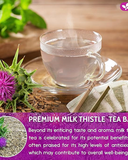 FreshDrinkUS, Premium 30 Milk Thistle Tea Bags, 100% Natural & Pure from Milk Thistle Seeds. Milk Thistle Seed Herbal Tea. Made with Natural Material Tea Bags. No Sugar, No Caffeine, No Gluten, Vegan.