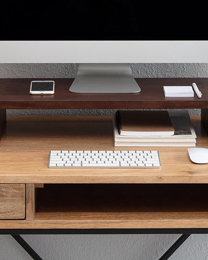 Anji Mountain Wooden Monitor Stand - Elegant Monitor Riser, Perfect Monitor Stand for Desk Organization, Durable Wood Construction monitor stands, Enhances Ergonomics and Workspace Efficiency,Walnut
