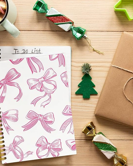 JKMBN Trendy Coquette Pink Bow Jonrnaling Notebooks, Aesthetic Spiral Notebook for Girls, Preppy Pink Journal Notebook, Pink Office Supplies, Hardcover Spiral Notebooks College Ruled 5.5 x 8.3