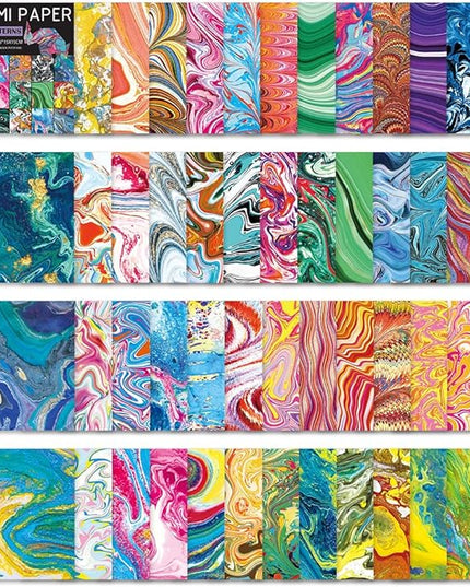 Square Origami Paper 6x6 Double Sided 50 Sheets 50 Colors 70GSM Origami Kit Japanese Chiyo Easy Fold Arts Crafts DIY Handwork Rock Color