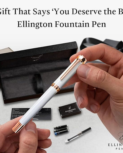 Ellington Pens Luxury Fountain Pen Set - Extra Fine Nib - Includes 3 Ink Cartridges, Refillable Ink Converter, Gift Box - Fountain Pens For Writing, Calligraphy, Journaling, Sketching (Alpine Rose)