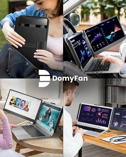 domyfan 14" Laptop Monitor Extender, FHD 1080P IPS Dual Laptop Screen Extender, HDMI/USB-A/Type-C Plug and Play for Windows, Mac, Chrome, Android, Xbox, Switch, PS5, Work with 13.3”-17” Laptops