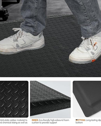 Anti Fatigue Mats Industrial 2' x 7' 15/16" Thick Ergonomic Standing Mat Commercial Kitchen Mat Heavy Duty Diamond Plate Cushioned Shop Floor Mats Helps Relieve Back and Leg Soreness