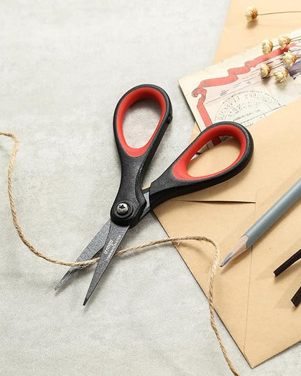 LIVINGO 3 Pack Titanium Scissors All Purpose - Non Stick Stainless Steel Sharp Scissors Set Heavy Duty for Office School Sewing Crafting Cutting Fabric Paper, Comfortable Grip, 5”, 7” & 8”