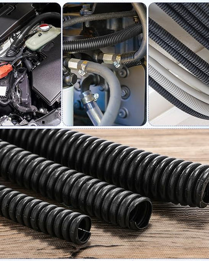 Sasylvia 1/4", 1/2", 3/8" x 500 ft Split Wire Loom Tubing Automotive Wire Loom Assortment Split Cable Sleeves Bulk Flexible Electrical Conduit Protective Kit
