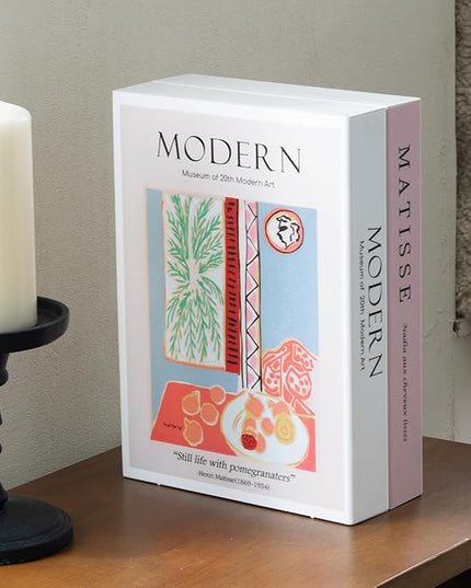 Book Shape Decorative Cable Management Box - Expandable Cable Organizer Box with Magnetic Closure for Home & Office (Modern Matisse, Large)