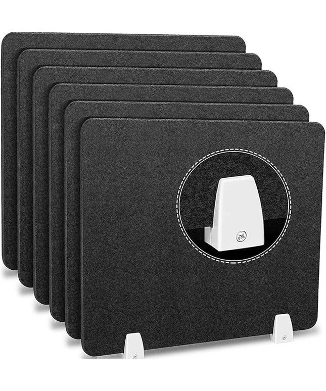 6 Pcs Desk Divider Privacy Panel 20 x 24 Clamp-on Acoustic Freestanding Desktop Partition Dividers with Aluminum Guard Clamps for Office Student Sound Proof Reducing Noise Visual Distractions(Black)