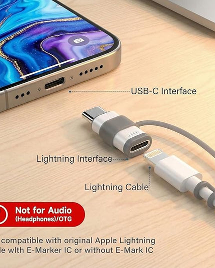 5 Pack Lightning to USB C Adapter for iPhone 15/16/17 Pro, Fast Charging & Data Sync for iPhone 17/16 Accessories, USB C Charger Cable, Not for Audio/OTG
