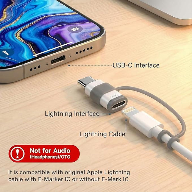4 Pack Lightning to USB C Adapter for iPhone 15/16/17/17 Pro Max/Plus, Samsung S25, Charging & Data Transfer, Lightning Female to USB C Male Type C Connector, Not for Audio/OTG