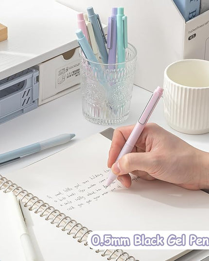 Aisibeiger Gel Pens Black Ink Fine Point 0.5mm Retractable Cute Pen for Smooth Writing School Office Supplies (Silver 12-count)