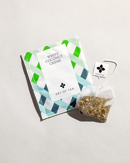 Art of Tea | White Coconut Crème Tea | 50 Eco Friendly Pyramid Tea Bag Sachets