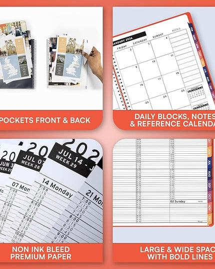 Ensight 2026 Appointment Book and Planner 8.5" x 11" Large Hourly Weekly Daily Schedule Book with Tabs, 15 Minute Time Slots, Peach Calendar Organizer Jan 2026–Dec 2026 Appointment Planner - Peach