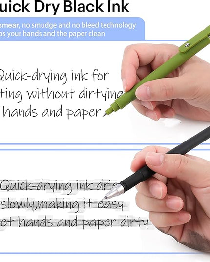 RIANCY Gel Pens, 0.5mm Black Ink Quick Dry Ball Point Pens, Fine Point Smooth Writing Retractable Pens, Cute Aesthetic Gifts Set for Men Women Journaling, Office School Stationery Supplies Pack of 5