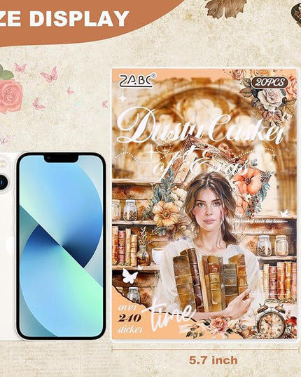 Auguro Scrapbooking Stickers 20 Sheets Pre-Cut 200 washi Stickers PET People Sticker Books for journaling Scrapbook Supplies Flower Transparent Journal Sticker