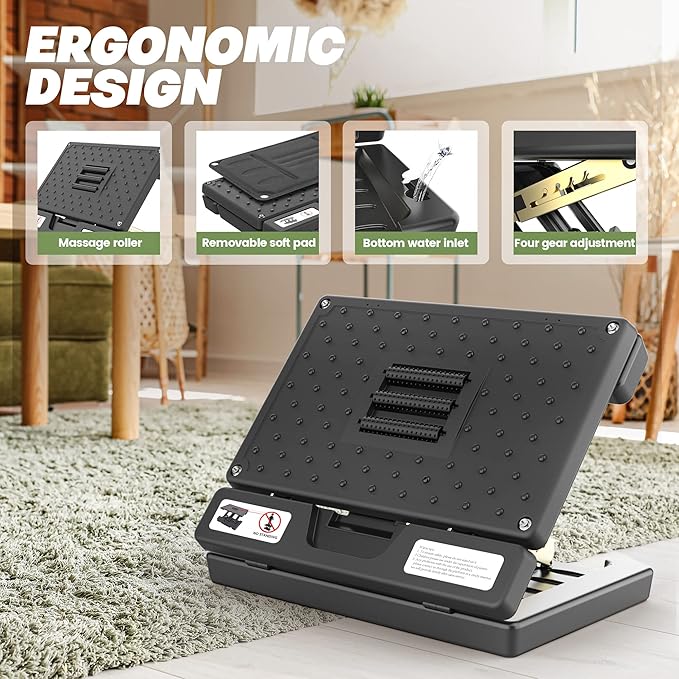 Foot Rest for Under Desk at Work,Height Adjustable Footrest with Massage Roller and Soft Pad,Foldable, Ergonomic fits Office,Home,Travel,Sturdy Metal Frame(Black)