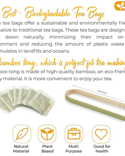 FreshDrinkUS, Premium 75 Tulsi Turmeric Ginger Tea Bags, 100% Natural & Pure from Tulsi Holy Basil Leaves, Turmeric and Ginger. Made with Natural Material Tea Bags. No Sugar, No Caffeine, Vegan.