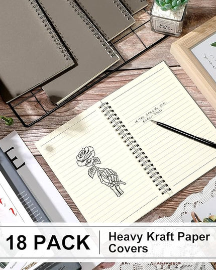 Yahenda Spiral Notebook Bulk A5 Journal Lined 8.3'' x 5.5'' Writing Composition Paper Small Notepad Subject Notebook for Students Office Business Back to School Supplies(Dark Gray,18 Pcs)