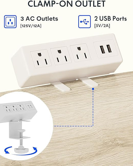 FLEXISPOT EN2 Whole-Piece Standing Desk with Clamp Power Strip, 40 x 24 Electric Stand Up Height Adjustable Desk with Cable Management (White Frame + 40" White Wood Grain Desktop)