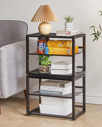 YMYNY Desktop Printer Stand, 3 Tiers Desk Organizer with Adjustable Storage Shelves, Multi-Purpose Printer Shelf for Home Office, Fax Machine, Scanner, Files, Books, Black, UHPT001B