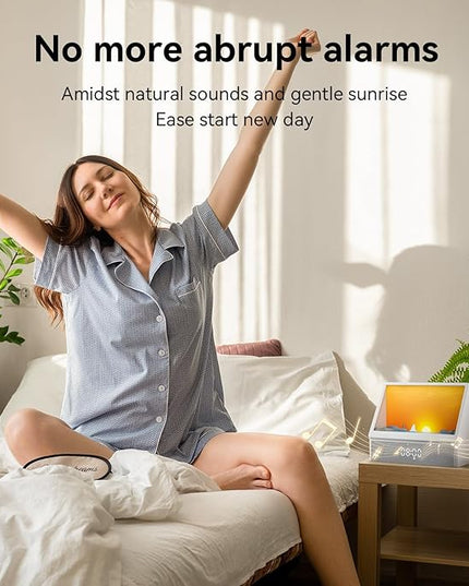 Sunrise Alarm Clock with Sound Machine for Bedrooms Heavy Sleepers,Smart Wake Up Light Sunrise Alarm Clock White Noise Machine for Adults Kids(White)