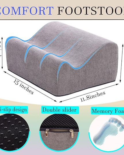 Foot Rest for Under Desk at Work, Ergonomic Under Desk Footrest with Washable Cover, Memory Foam Foot Stool for Office Chair & Gaming Chair, Back & Hip Pain Relief, Dark Gray